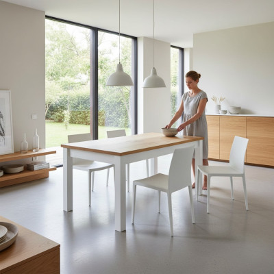 Mesa de comedor Grupo de mesas de madera para sala de estar Diseño de nuevos muebles de 160 cm.