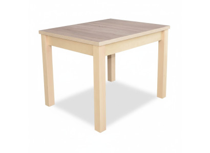 Elegante mesa de comedor con tapa de madera en color beige para comedor moderno.