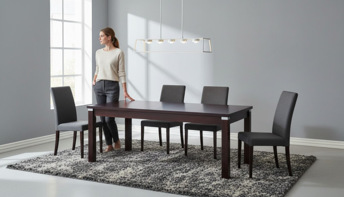 Mesa de comedor de diseño de lujo, muebles de madera Mesas de cocina Sala de estar 100x250/350 Mesa de madera
