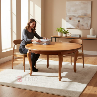 Mesa de comedor Mesa de madera Madera Mesas Mesa Comedor Diseño Lujo Muebles 150x150/200cm