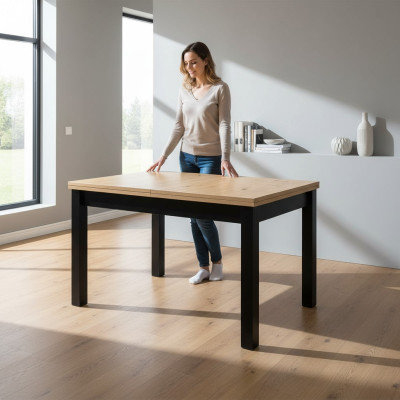 Mesa de comedor Mesa de madera Sala de estar Diseñador Marrón 90x120/270 Mesas de madera