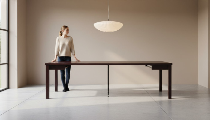 Mesa de madera de lujo, mesa de comedor, mesa de diseño, mesa de comedor de madera, muebles de mesa de madera 100x100/250cm.