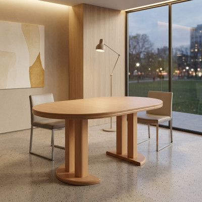 Mesa de comedor Diseño Madera Mesa de conferencias Mesa de reuniones extensible de 90x90 cm a 90x240 cm.