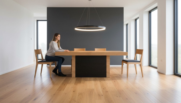 Mesa de comedor de lujo, diseño de mesa de madera, muebles de mesa de columnas comedor 110x250 / 490cm