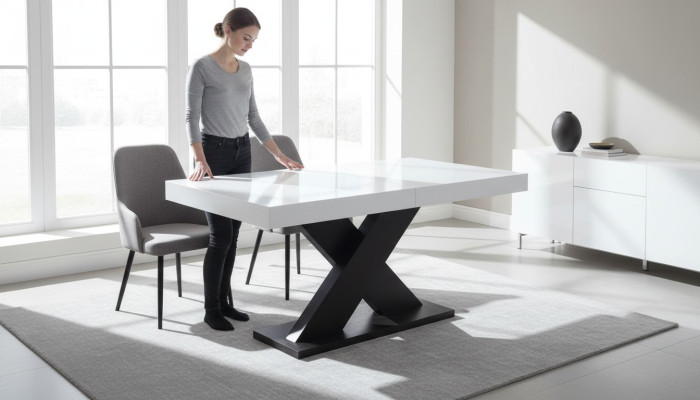 Mesa de comedor, mesa de comedor sala de estar conjunto de muebles de madera diseño 90x160/210cm nuevo