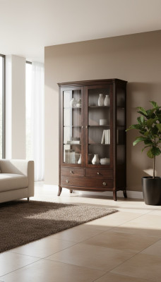 Muebles de sala de estar Vitrina clásica Madera Vidrio Armario de cristal Armario Vitrinas Nuevo