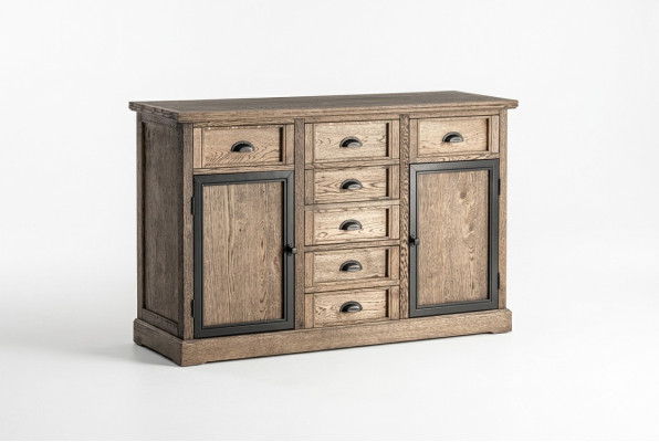 Consola de madera marrón con cajón y estante, mesa auxiliar, aparador, cómoda, muebles.
