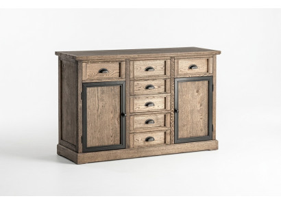 Consola de madera marrón con cajón y estante, mesa auxiliar, aparador, cómoda, muebles.