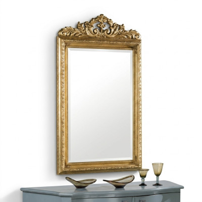Marco de cristal Espejo de pared clásico con marco de madera Muebles espejo Nuevo 133x81cm.