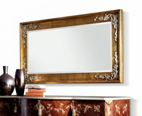 Diseñador Espejo grande moderno Espejo de pared Marco de madera real Espejo colgante Clásico Nuevo