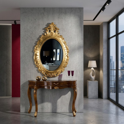 Espejo de lujo clásico diseñador pared espejo barroco rococó 88x133cm marco de madera nuevo