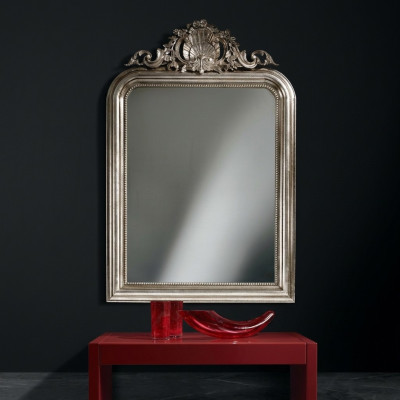 Espejo de pared de diseño clásico Espejo barroco rococó Muebles de lujo Marco de madera plateado