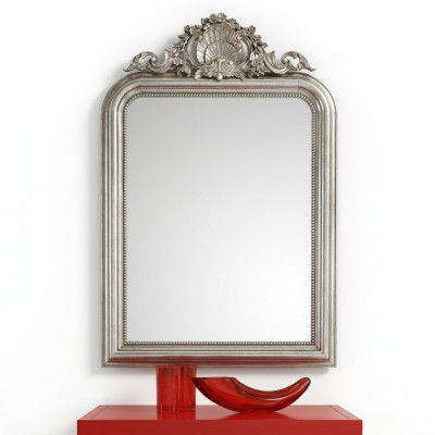 Espejo de pared de diseño clásico Espejo barroco rococó Muebles de lujo Marco de madera plateado