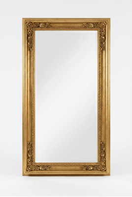 Espejo de pared grande y moderno con marco de madera auténtica. Espejo colgante mobiliario de lujo nuevo.