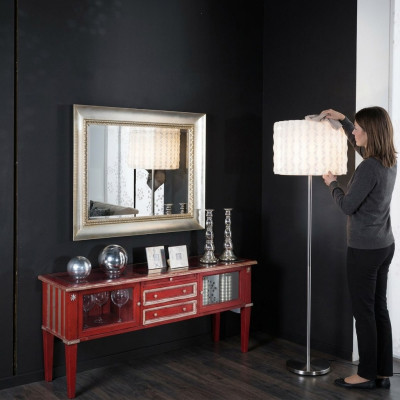 Espejo de pared clásico con marco de madera, espejo de lujo, mueble de plata con marco de cristal colgante.
