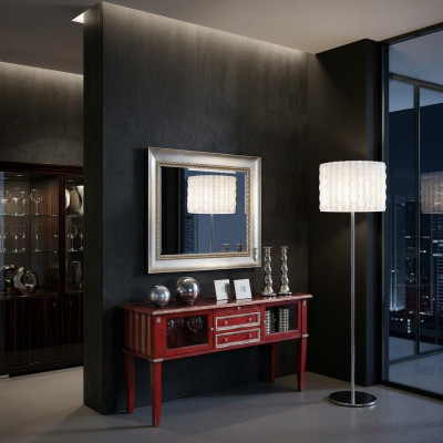 Espejo de pared clásico con marco de madera, espejo de lujo, mueble de plata con marco de cristal colgante.