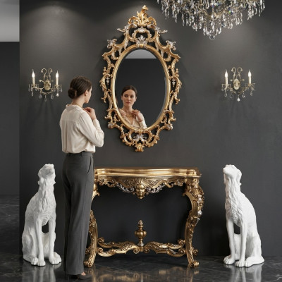 Mesita de consola Cómoda Cómodas Armario de diseñador Secretaria Mesa Decoración Madera