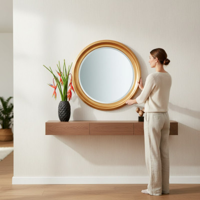 Espejo Espejo de pared Espejo de pasillo Baño Blanco Moderno Madera Pared Decoración Espejito