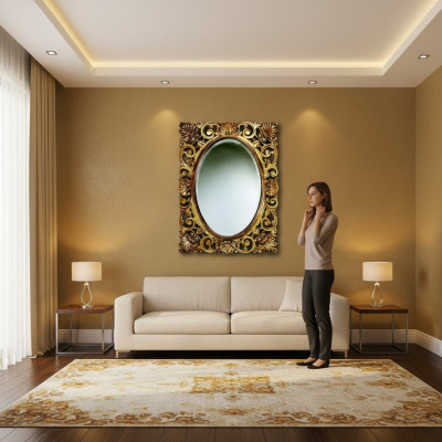 Espejo de pared con marco de madera de diseño clásico barroco rococó marco de madera grande