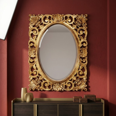 Espejo de pared con marco de madera de diseño clásico barroco rococó marco de madera grande