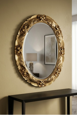 Espejo de pared con marco grande de madera auténtica moderna, espejo para colgar, mueble de lujo.