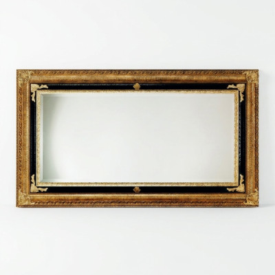 Espejo de pared clásico con marco de madera Mobiliario espejo 107x197 Marco de vidrio Pared dorado