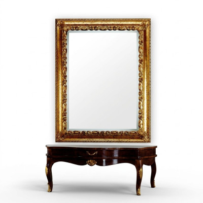 Diseño espejo XXL espejo de pared Marco de madera real Espejo colgante Muebles de lujo Barroco