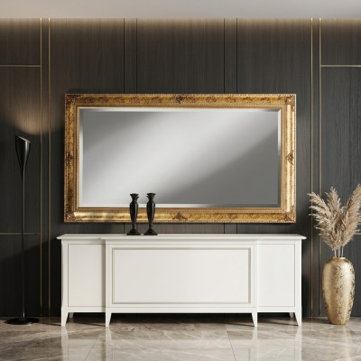 Espejo de pared con marco de madera Espejo colgante Espejo dorado Espejo de pared Sala de estar Nuevo