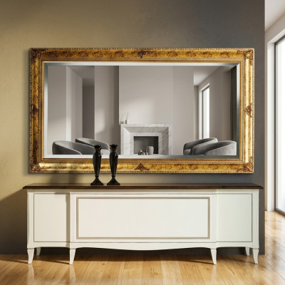 Espejo de diseño clásico Espejo de pared Retro Barroco Rococó Marco de madera dorado
