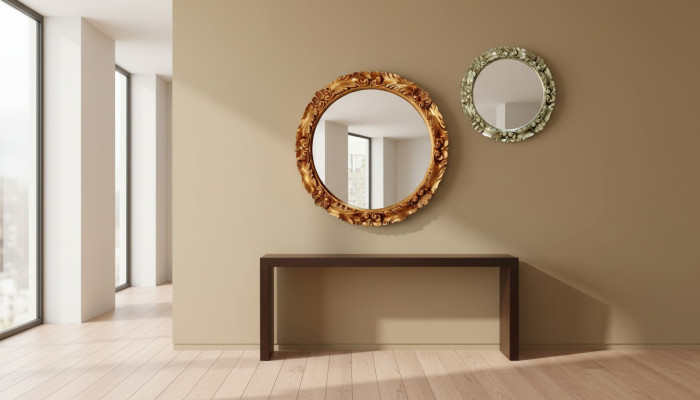 Espejo de pared grande moderno espejo marco de madera auténtica espejo colgante muebles de lujo.