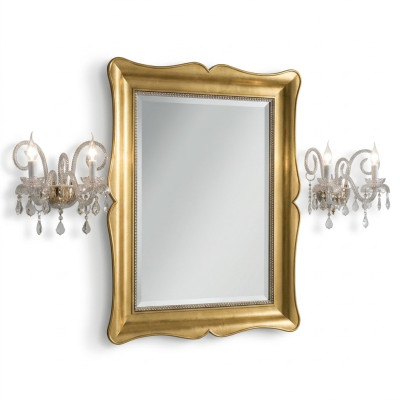 Espejo Mueble Barroco Espejo de pared clásico de madera 85x105 Marco de vidrio de oro de pared