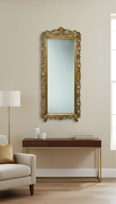 Espejo grande clásico Espejo de pared de lujo Espejo colgante de madera dorada Guardarropa SP6480.