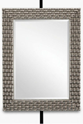 Espejo de pared clásico de madera Espejo Muebles Barroco Marco de vidrio Pared Plateado 82x108