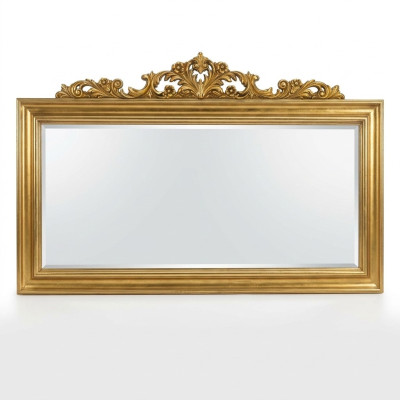 Espejo con marco de madera Gran espejo de pared Lujo Diseñador clásico Barroco Rococó Madera
