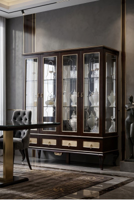 Clásico gabinete vitrina de diseño italiano, vitrina de muebles de vidrio nuevos