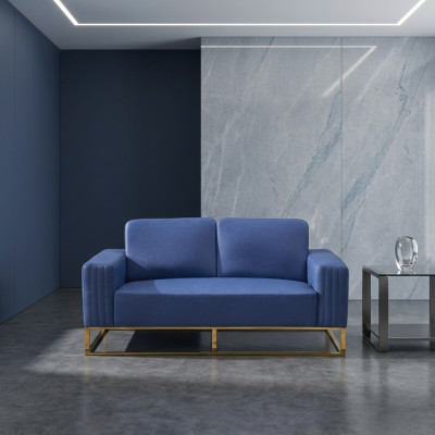 Sofá de cuero artificial de diseño elegante, diseñador de 2 plazas, muebles clásicos.