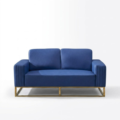 Sofá de cuero artificial de diseño elegante, diseñador de 2 plazas, muebles clásicos.