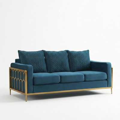 Sofá de diseño de tres plazas, moderno y acolchado, para la decoración de salas de estar.