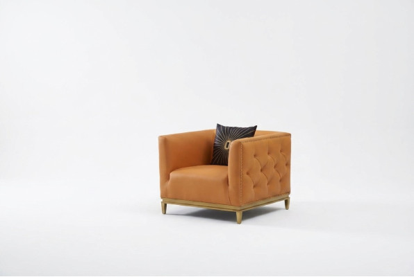 Sofá diseño sillón asiento cuero salón decoración club tapizado lujo orejas