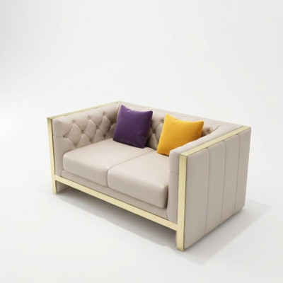 Sofá de 2 plazas Sofá de cuero Sofá Chaise longue Juego de salón Diseño moderno