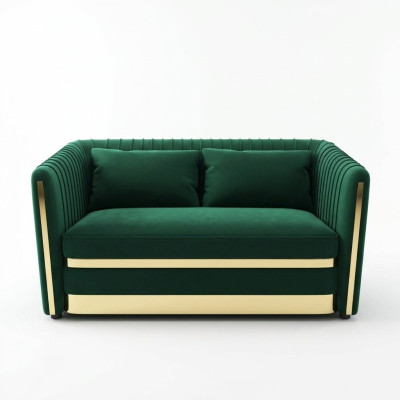 Sofá de diseñador verde, sofá, acolchado xxl, 2 plazas, sofás grandes, tela, cuero