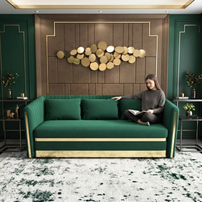 Sofá de diseño de tres plazas, sofá acolchado para sala de estar, muebles de sala de estar modernos.