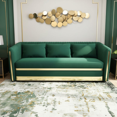 Sofá de diseño de tres plazas, sofá acolchado para sala de estar, muebles de sala de estar modernos.