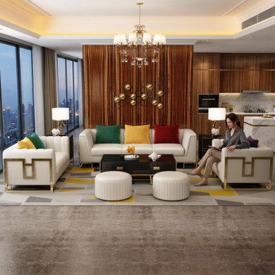 Sofá conjunto Big Set de 3+1 plazas Sofá de cuero Sofá de diseño Conjunto de sofás