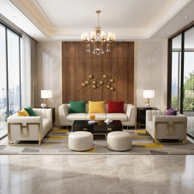 Sofá conjunto Big Set de 3+1 plazas Sofá de cuero Sofá de diseño Conjunto de sofás