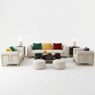 Sofá conjunto Big Set de 3+1 plazas Sofá de cuero Sofá de diseño Conjunto de sofás