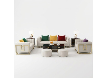 Sofá conjunto Big Set de 3+1 plazas Sofá de cuero Sofá de diseño Conjunto de sofás