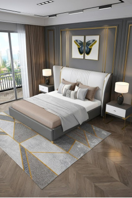 Juego de 3 piezas de dormitorio de lujo cama mesita de noche cómoda Diseño camas.