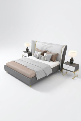 Juego de 3 piezas de dormitorio de lujo cama mesita de noche cómoda Diseño camas.