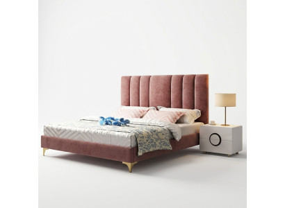 Conjunto completo de muebles de lujo para dormitorio de 3 piezas. Cama y 2 mesitas de noche modernas.